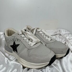Vintage Havana Sneakers Star Accent‎ Glitter star Casual Shoes White Gray 7.5